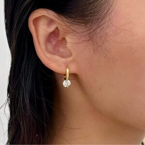 2CTW Moissanite Huggie Drop Earrings Gold Vermeil